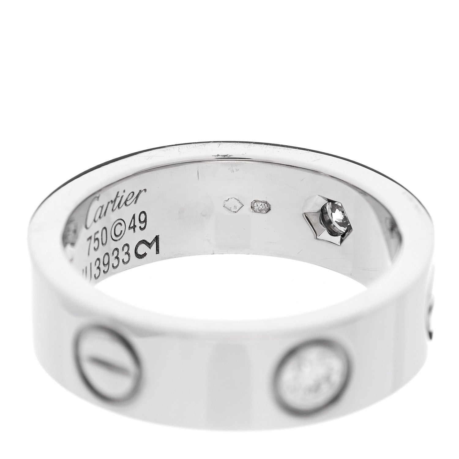 Cartier 18K White Gold 3 Diamond 5.5mm LOVE Ring 49 5 5 of 6