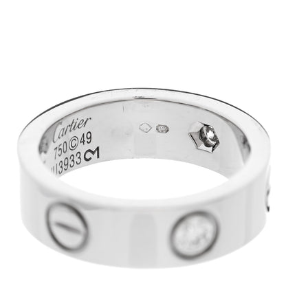 Cartier 18K White Gold 3 Diamond 5.5mm LOVE Ring 49 5 5 of 6
