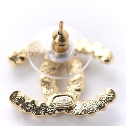 Chanel Resin Pearl Crystal CC Earrings Gold Black 4 of 5