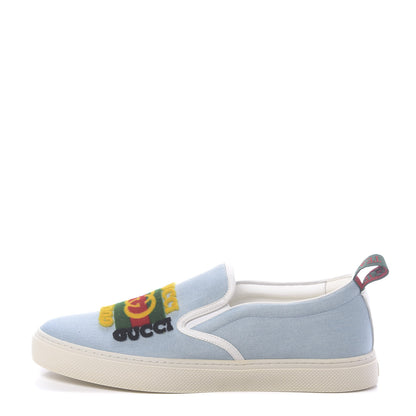 Gucci Kura Denim Logo Embroidered Mens Slip On Sneakers 11 Blue 1 of 10
