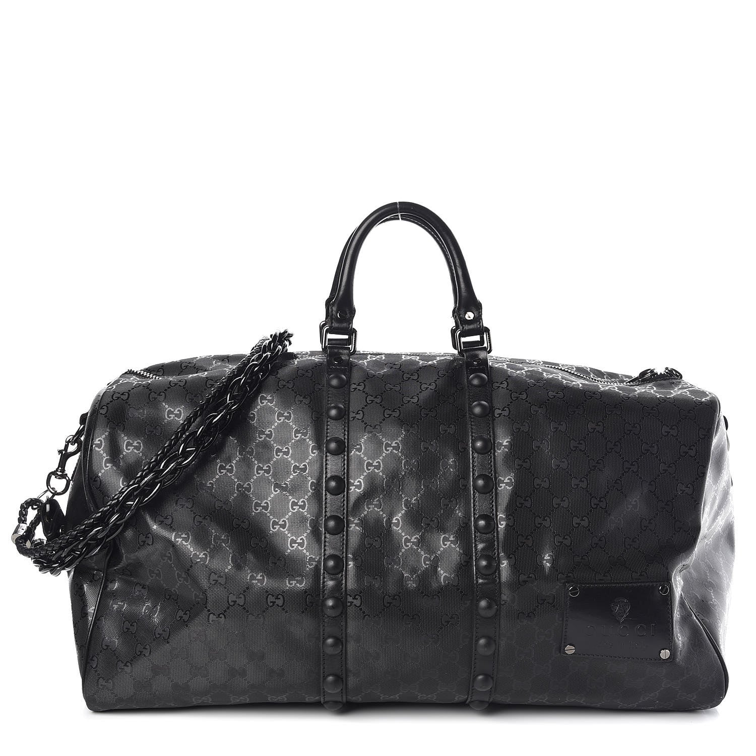 Gucci Imprime Monogram Studded Large Carry On Duffle Black 1 of 12