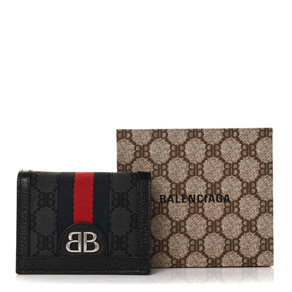 Gucci X BALENCIAGA BB Monogram Web Ophidia Card Case Wallet Black 9 of 9