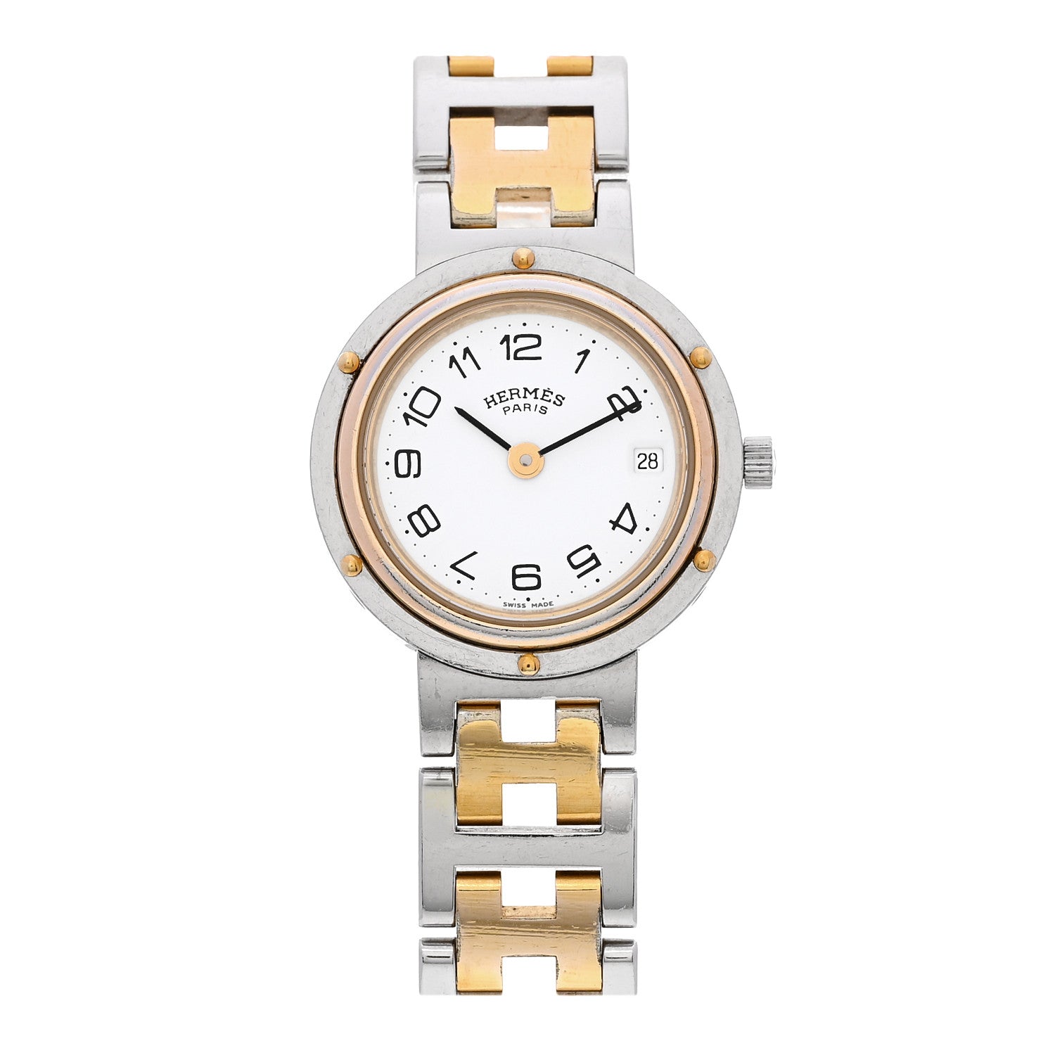 Hermes Stainless Steel 24mm Clipper Quartz Watch Gold 1 of 5