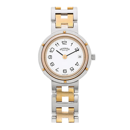 Hermes Stainless Steel 24mm Clipper Quartz Watch Gold 1 of 5