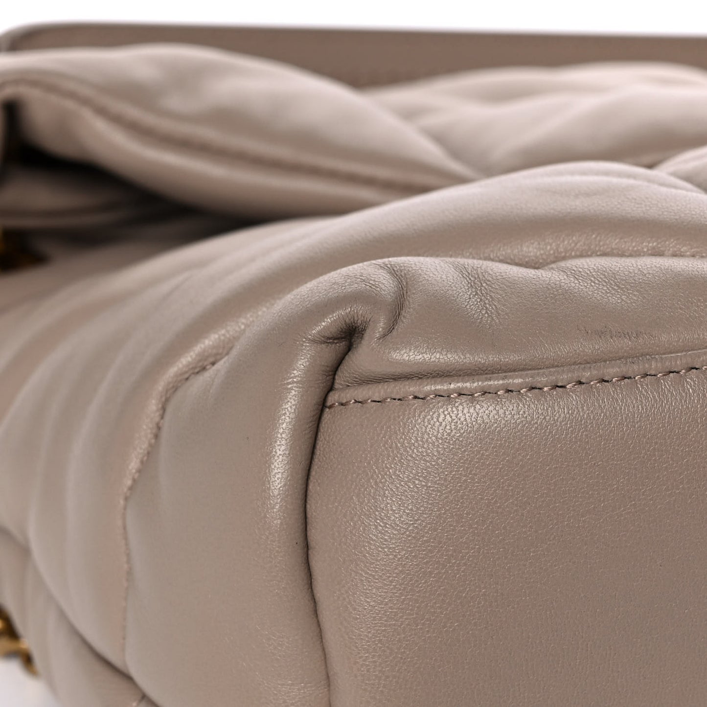 Lambskin Quilted Medium Loulou Puffer Monogram Chain Satchel Dark Beige