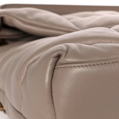 Saint Laurent Lambskin Quilted Medium Loulou Puffer Monogram Chain Satchel Dark Beige 9 of 14