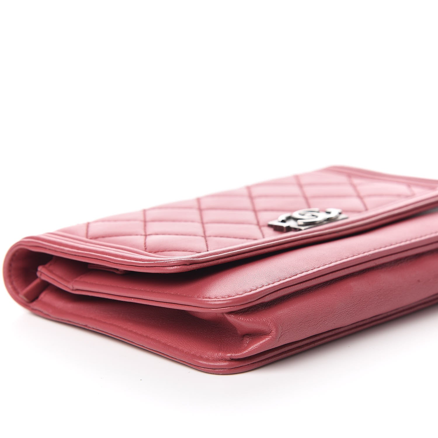 Chanel Lambskin Quilted Boy Wallet On Chain WOC Red 9 of 13