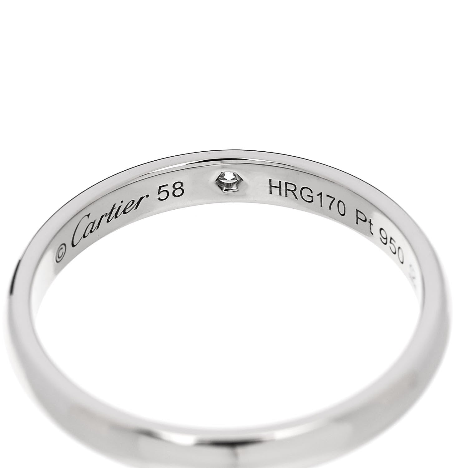 Cartier Platinum Diamond 3mm C De Cartier Wedding Band Ring 58 8.5 52/6 4 of 4