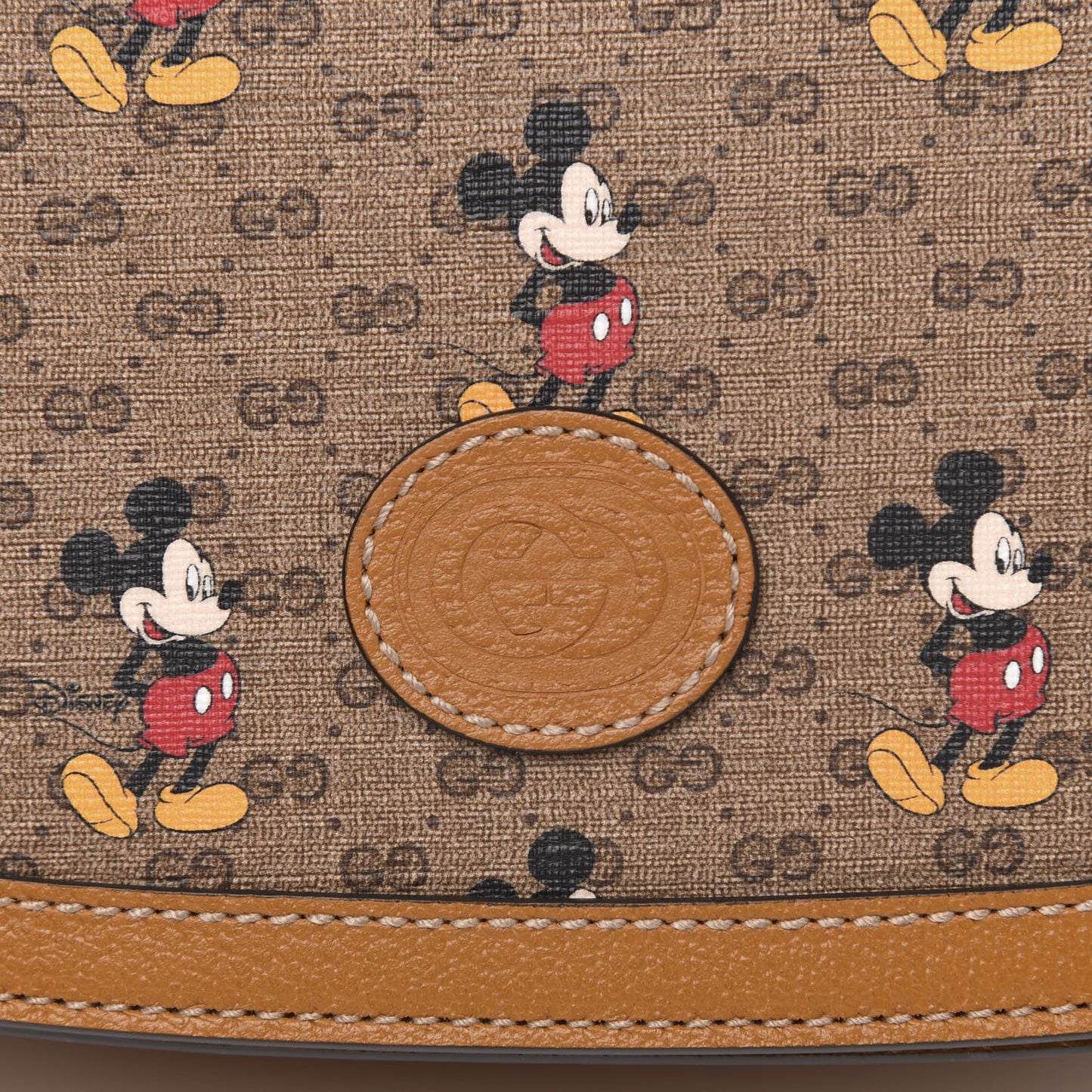 X DISNEY Mini Vintage GG Supreme Monogram Mickey Mouse Small Flap Messenger Bag Beige Vintage Sun Oil