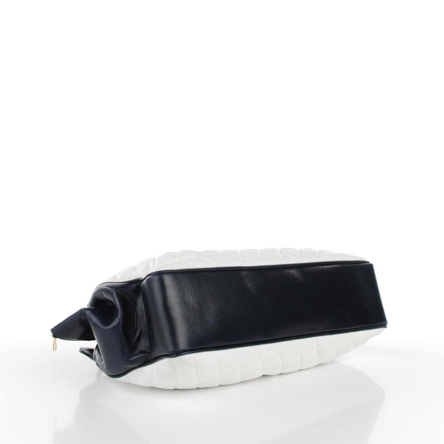 Lambskin Quilted Shoulder Bag White Navy