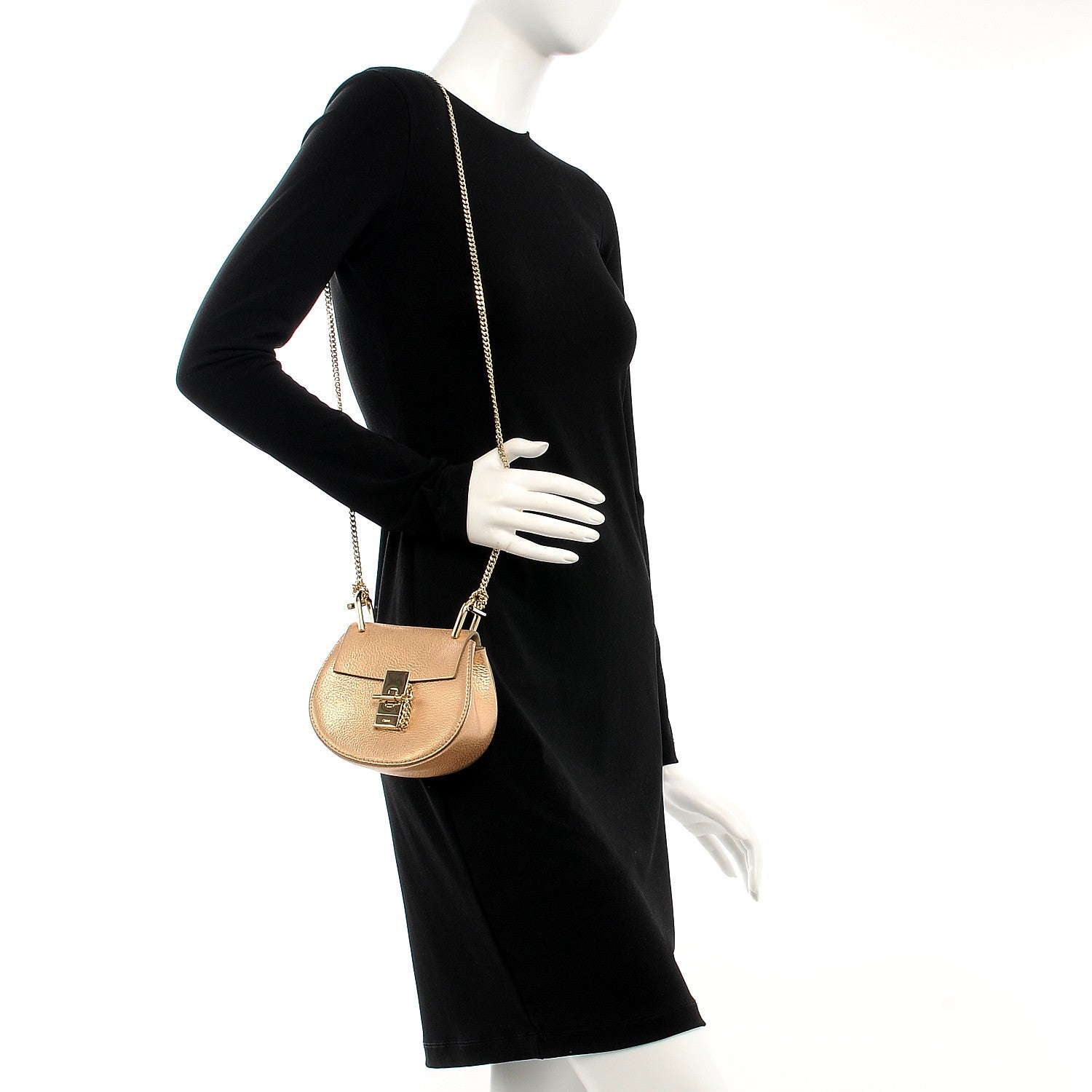 Chloe Metallic Grained Goatskin Nano Drew Shoulder Bag Abstract Gold 2 of 7