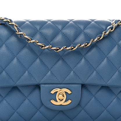 Chanel Caviar Quilted Medium Double Flap Blue 8 of 10