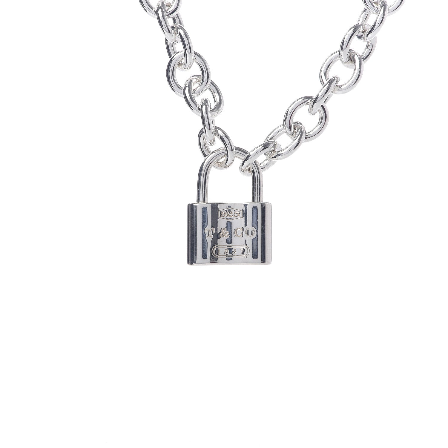 Tiffany Sterling Silver 1837 Lock Charm Necklace 4 of 6