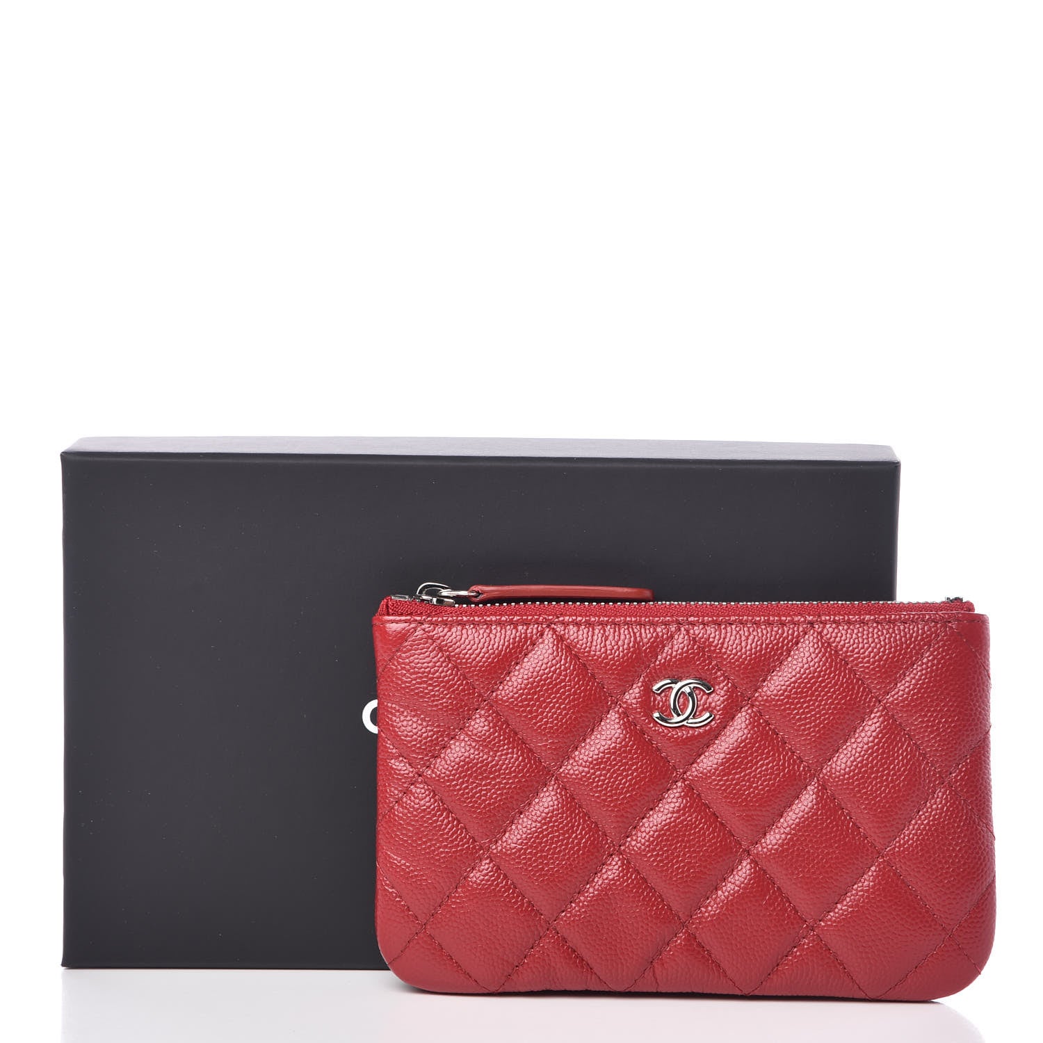 Chanel Caviar Quilted Small Cosmetic Case Dark Red 8 of 8