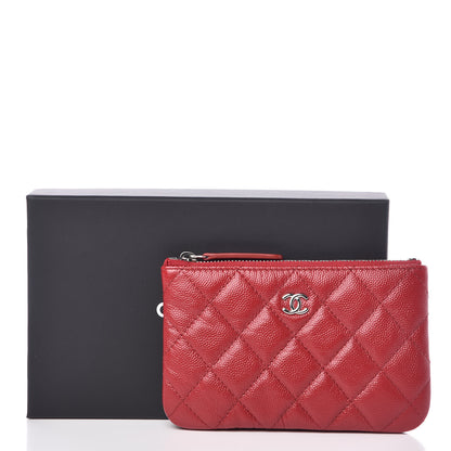 Chanel Caviar Quilted Small Cosmetic Case Dark Red 8 of 8