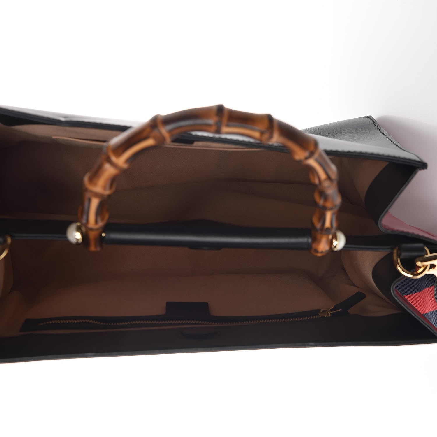 Gucci Nappa Bamboo Web Medium Nymphaea Top Handle Bag Black 5 of 12