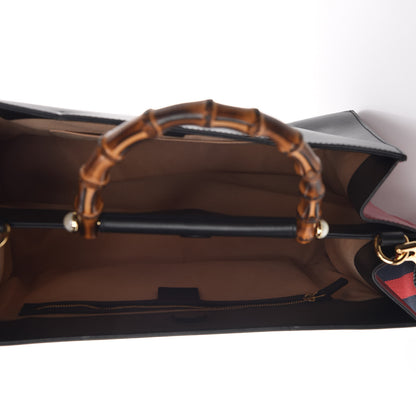 Gucci Nappa Bamboo Web Medium Nymphaea Top Handle Bag Black 5 of 12