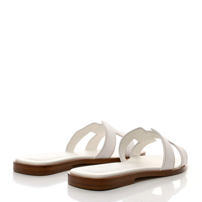Hermes Box Calfskin Oran Sandals 36.5 White 4 of 8