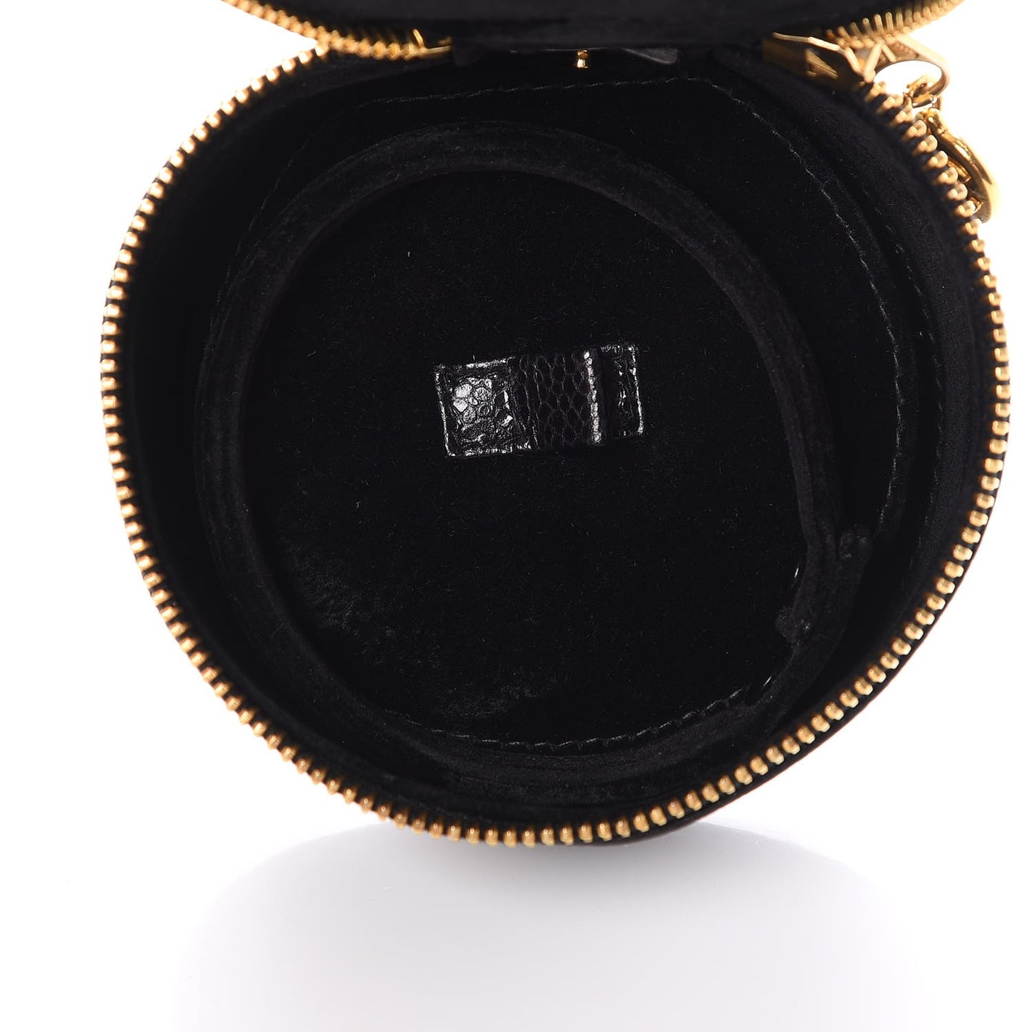 Caviar Round Jewelry Travel Case Black