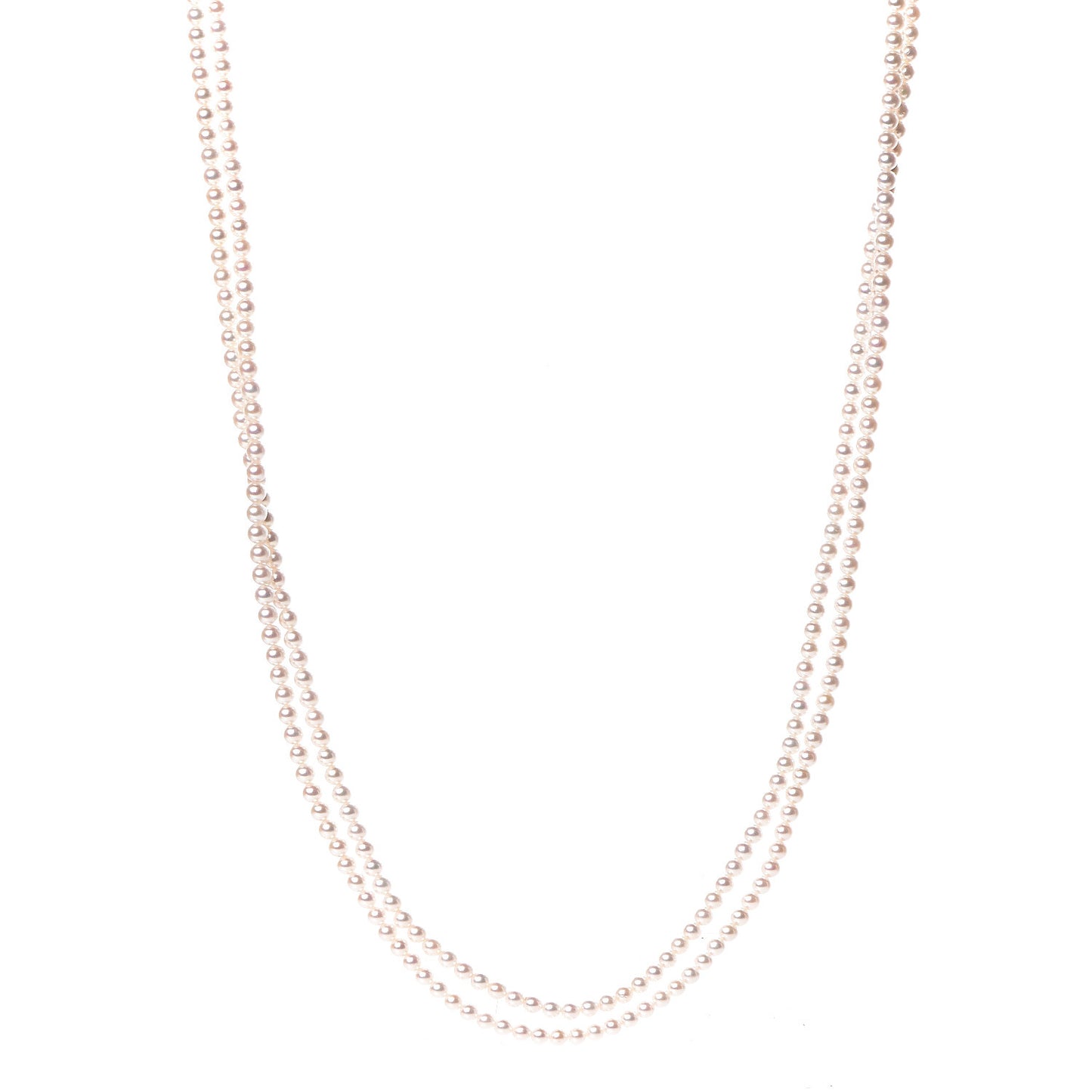 14K Yellow Gold Akoya Pearl 4-4.5mm Double Strand Necklace 28"