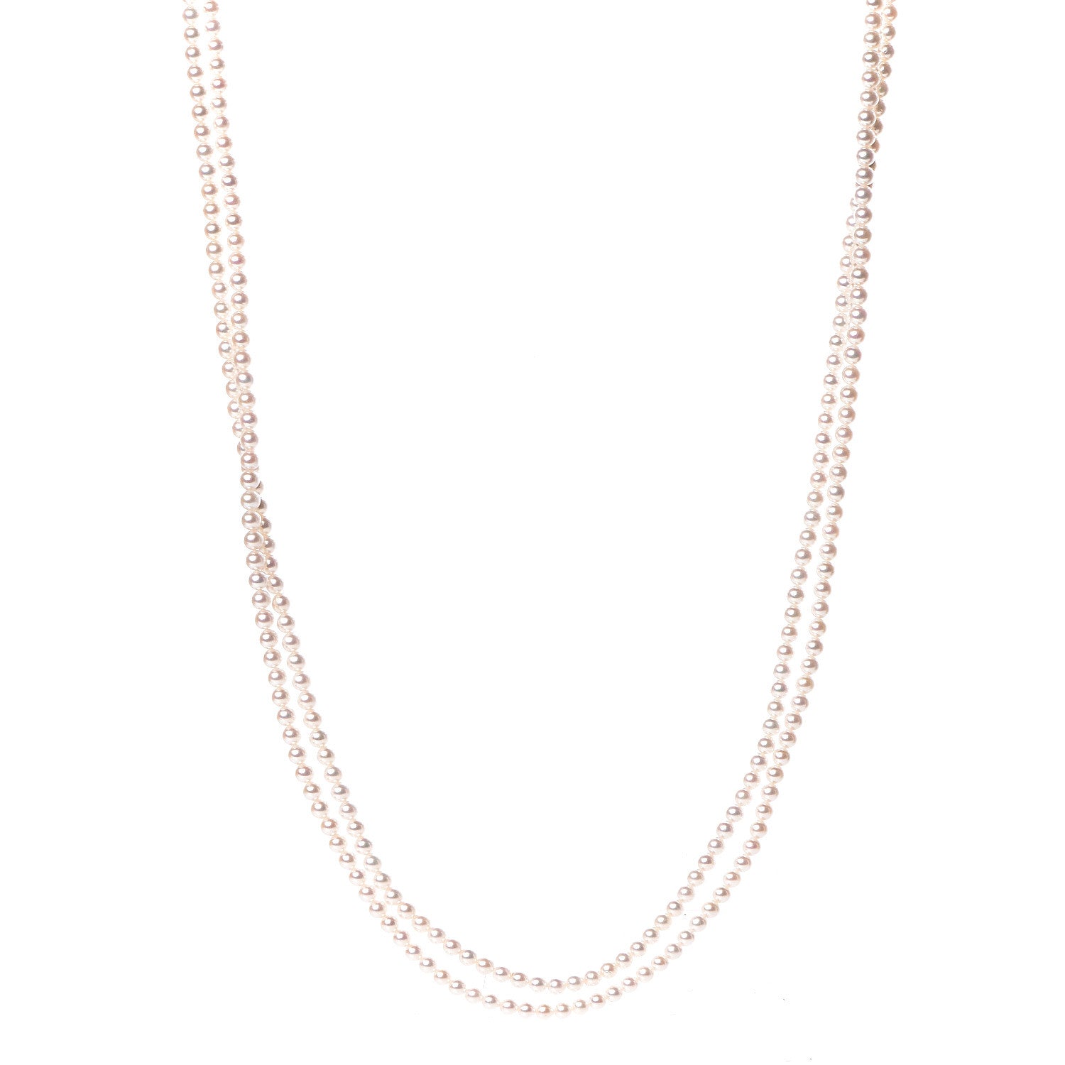 Mikimoto 14K Yellow Gold Akoya Pearl 4-4.5mm Double Strand Necklace 28" 1 of 6