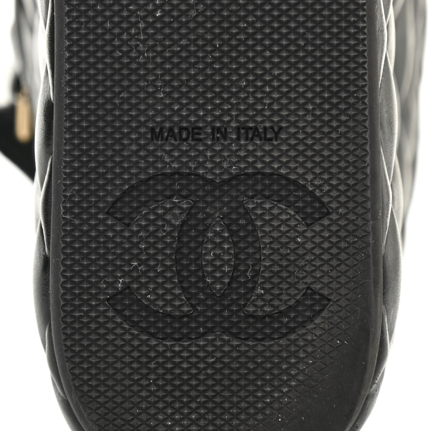 Shiny Calfskin Quilted Wedge Sandals 38 Black