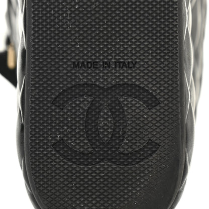 Chanel Shiny Calfskin Quilted Wedge Sandals 38 Black 7 of 9