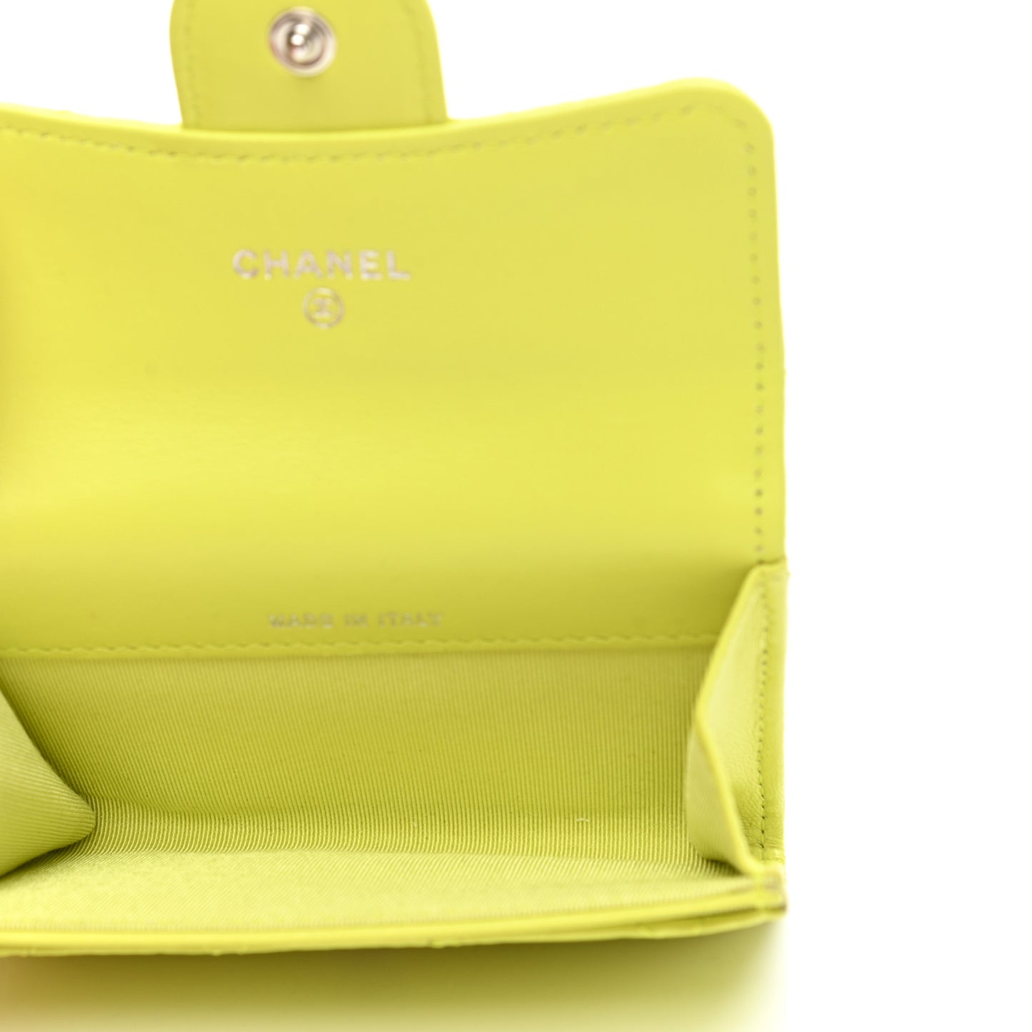 Lambskin Quilted Flap Card Holder Wallet Yellow