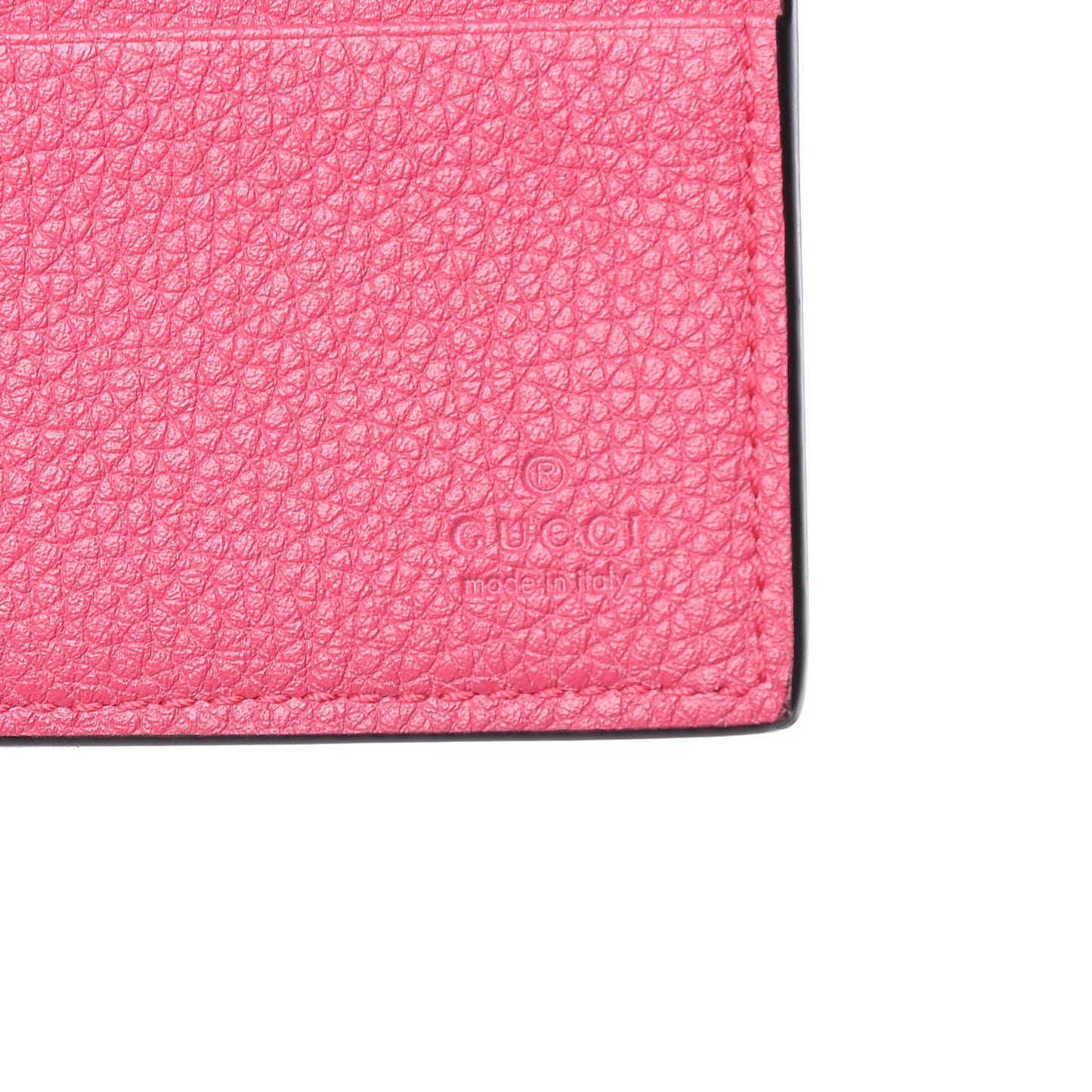 Grained Calfskin Logo Bi-Fold Wallet Box Pink Green