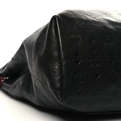 MCM Calfskin Ottomar Monogram Large Klara Hobo Black Red 8 of 13