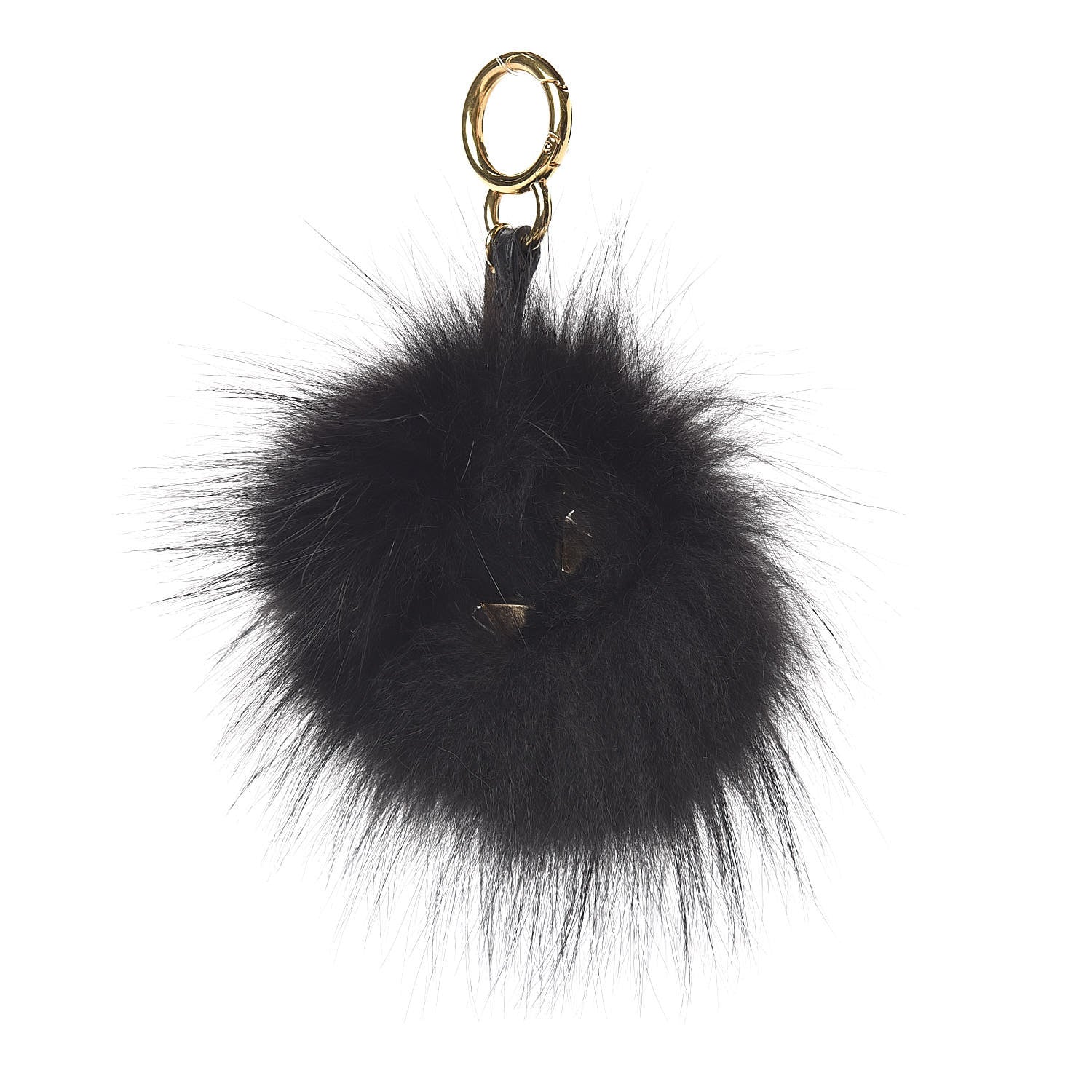 Fendi Fox Fur Calfskin Monster Bag Bug Cube Charm Black 1 of 3
