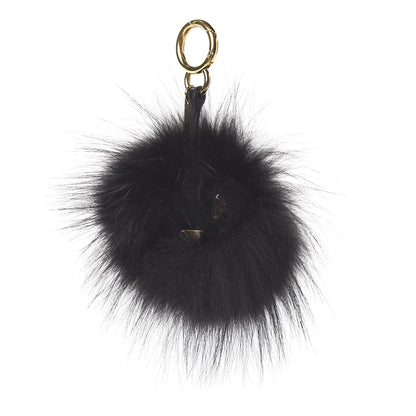 Fendi Fox Fur Calfskin Monster Bag Bug Cube Charm Black 1 of 3