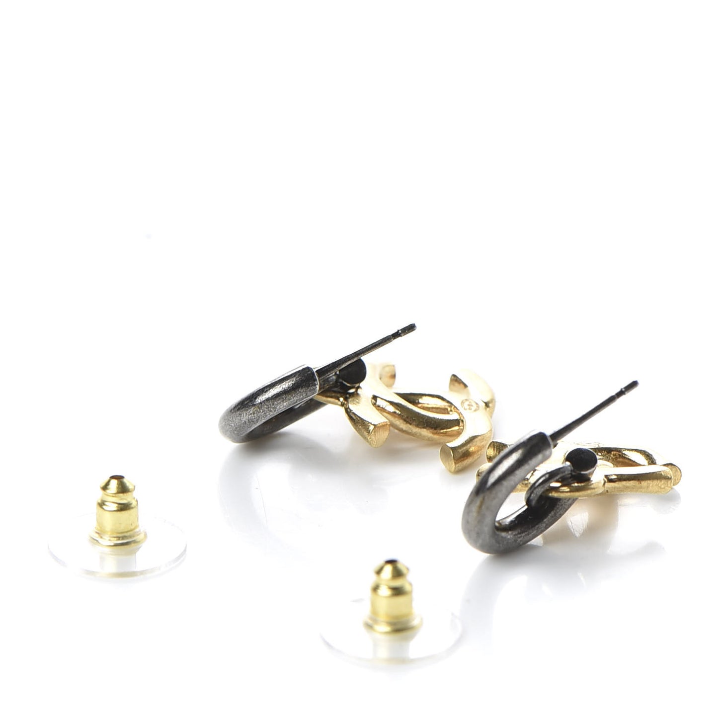 CC Hoop Drop Earrings Gold Ruthenium