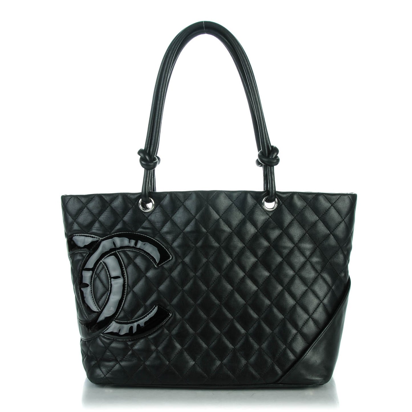 Calfskin Quilted Large Cambon Tote Black