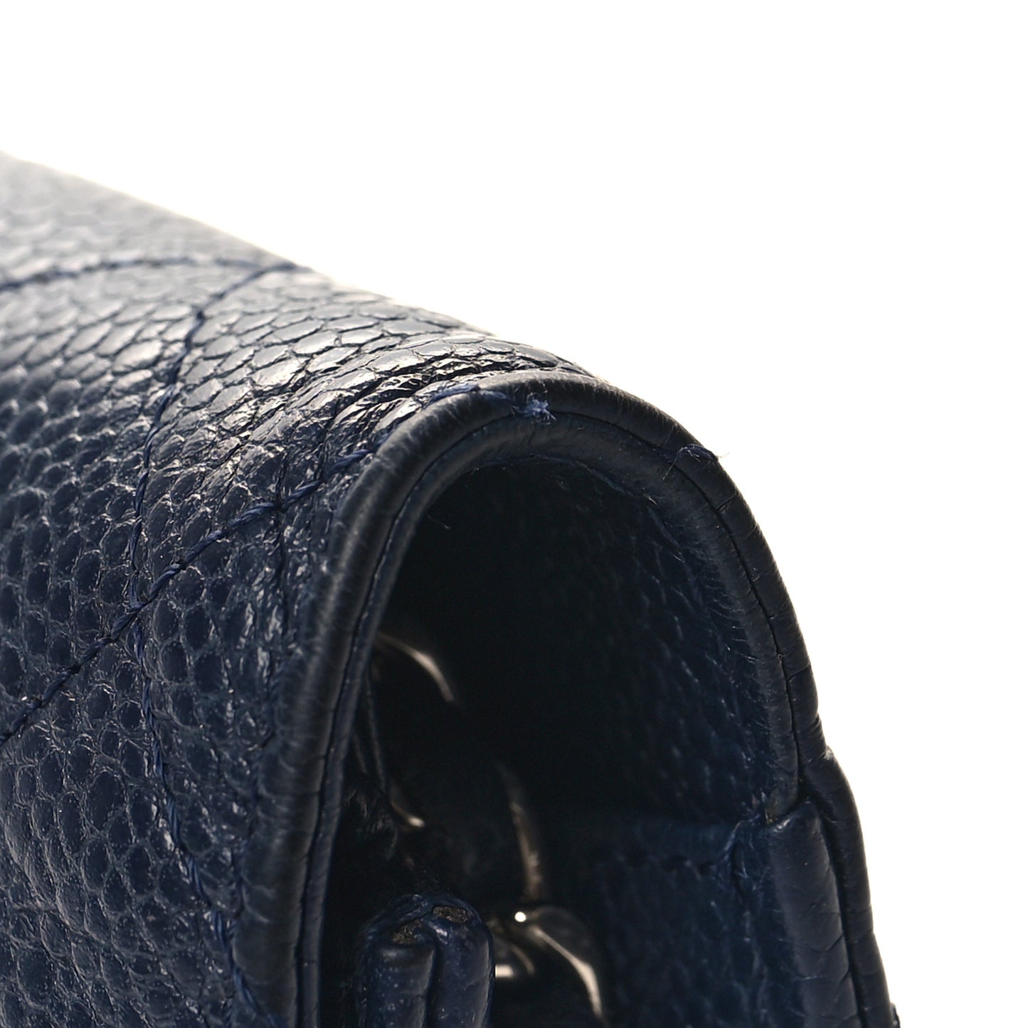 Caviar Quilted Wallet on Chain WOC Navy Blue