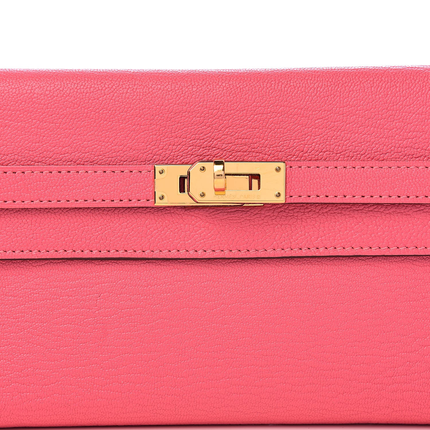 Hermes Chevre Mysore Kelly Longue Wallet Rose Lipstick 9 of 9