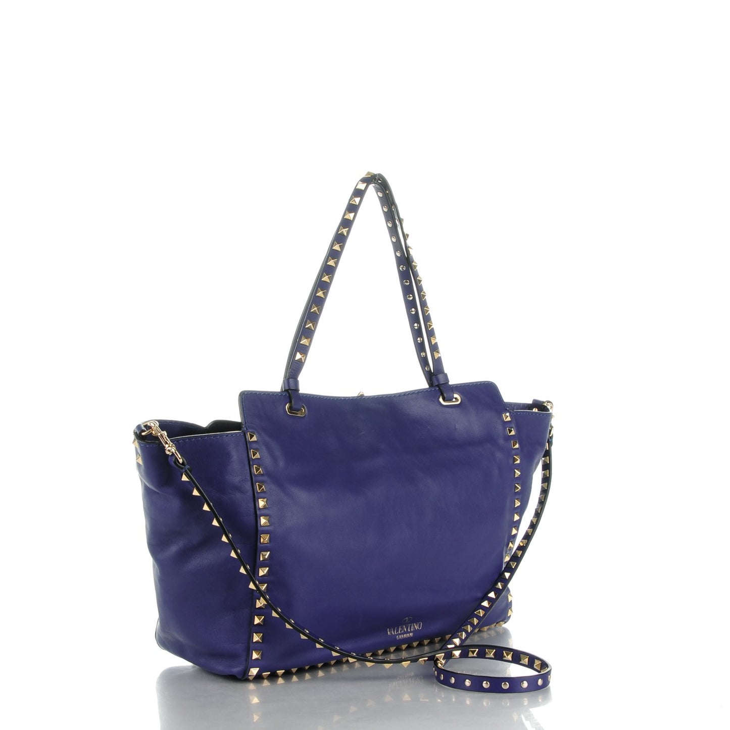 Vitello Medium Rockstud Tote Blue China
