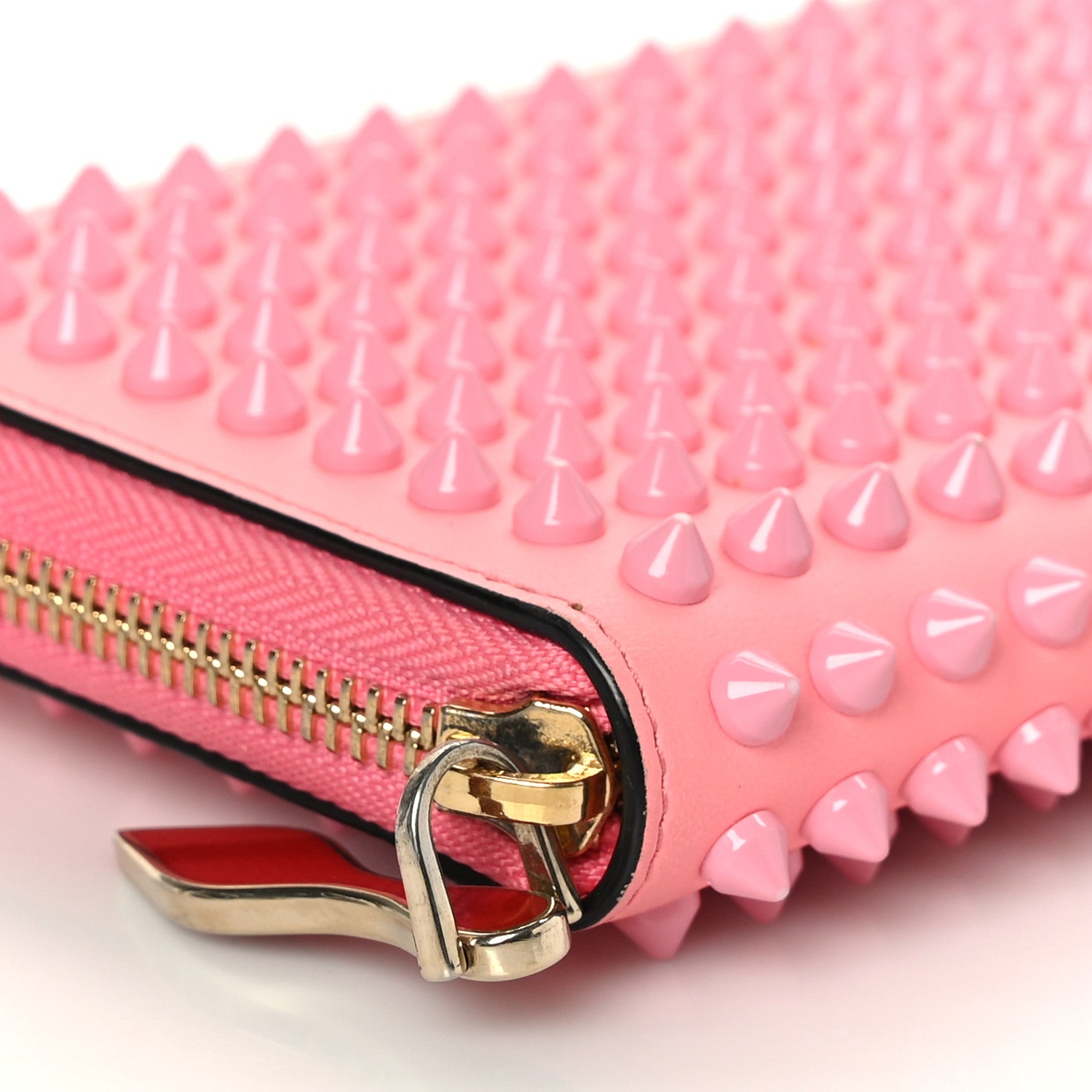 Christian Louboutin Calfskin Panettone Spiked Zip Around Wallet Pink 7 of 8