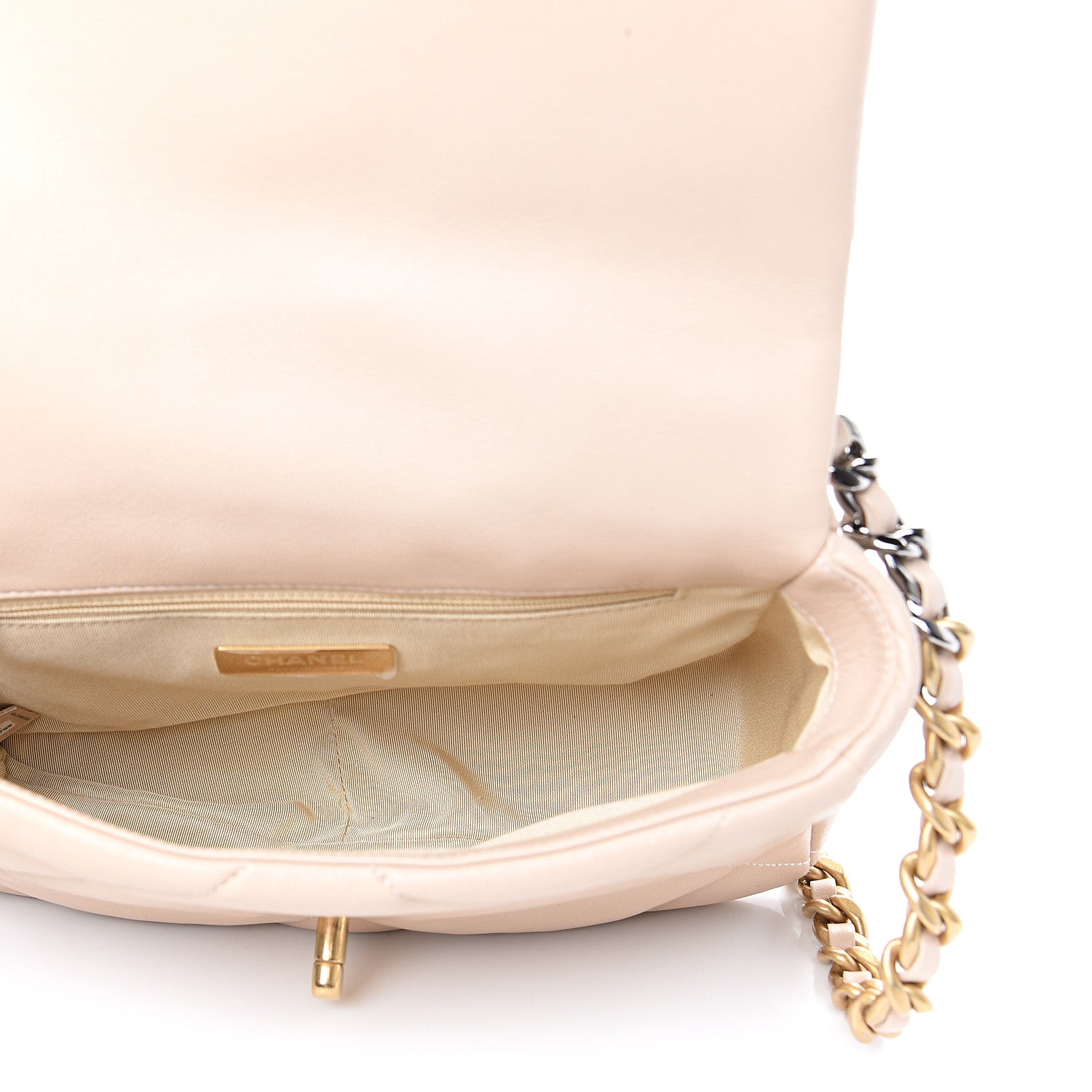 Chanel Lambskin Quilted Medium 19 Flap Light Beige 4 of 9