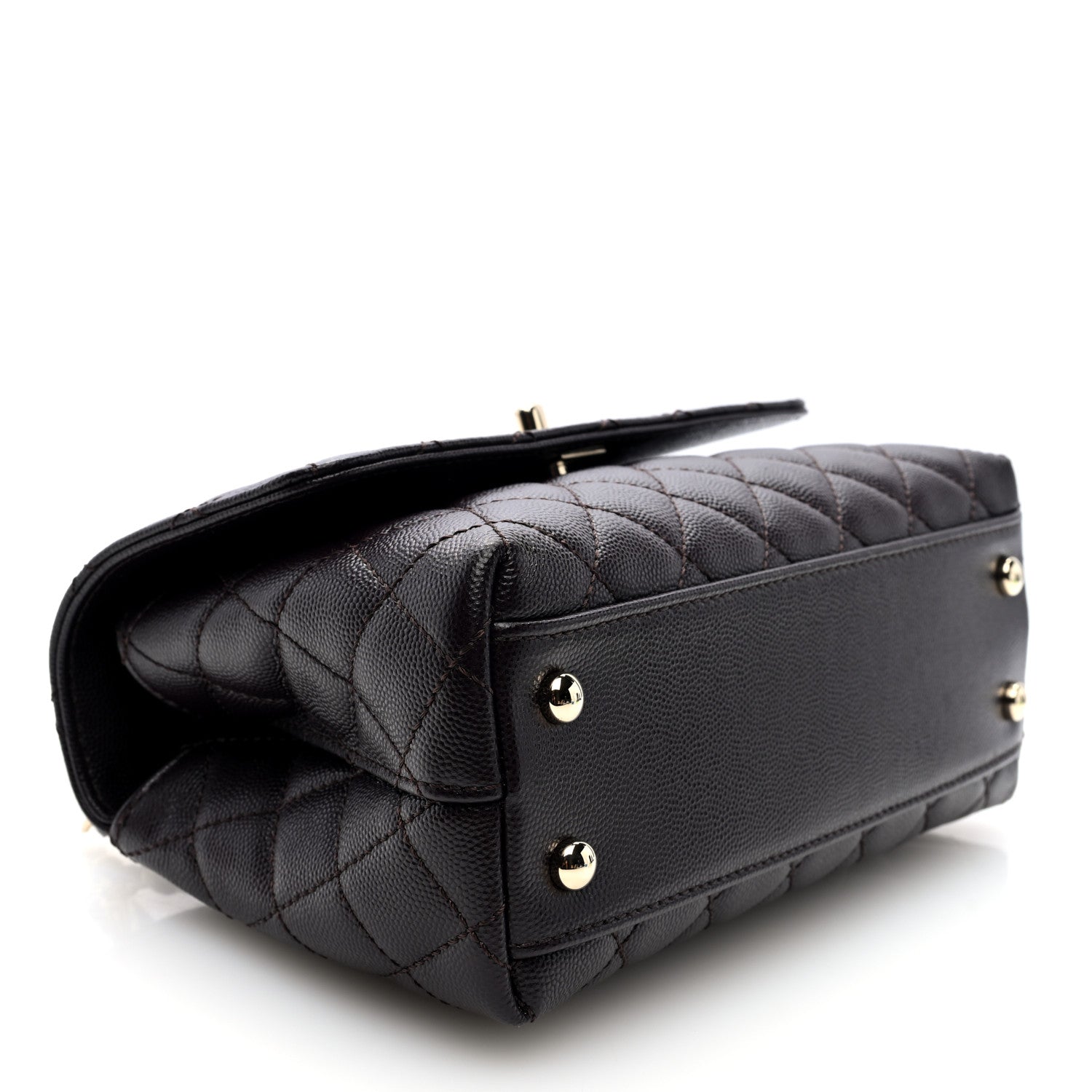 Chanel Caviar Quilted Mini Coco Handle Flap Dark Brown 4 of 10