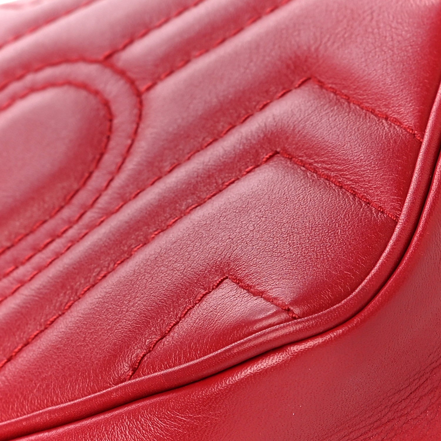 Gucci Calfskin Matelasse Super Mini GG Marmont Shoulder Bag Hibiscus Red 16 of 19