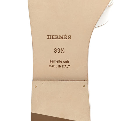 Hermes Box Calfskin Oran Sandals 39.5 White 6 of 9
