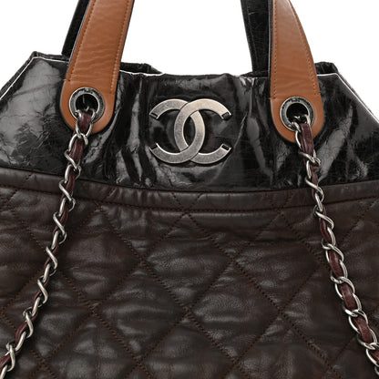 Chanel Iridescent Calfskin Quilted Large In The Mix Tote Dark Brown 8 of 12