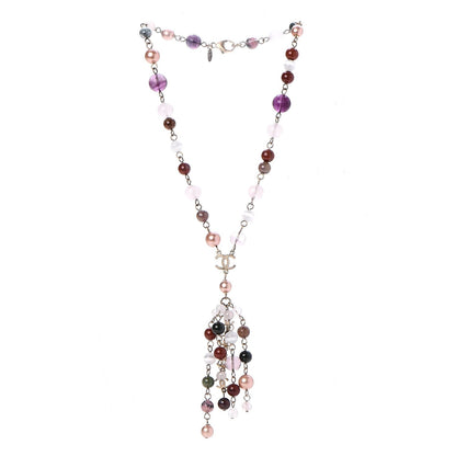 Chanel Pearl Beaded CC Necklace Gold Multicolor 3 of 14