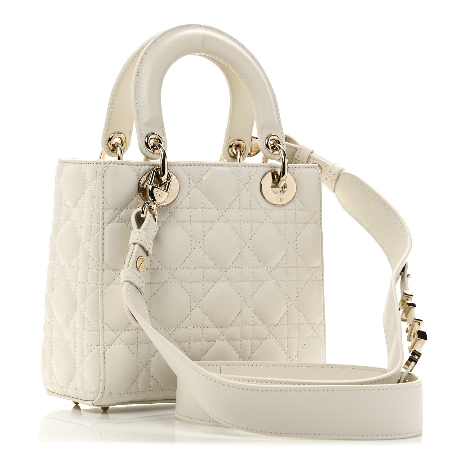 Christian Dior Lambskin Cannage Small My ABCDior Lady Dior White 3 of 11