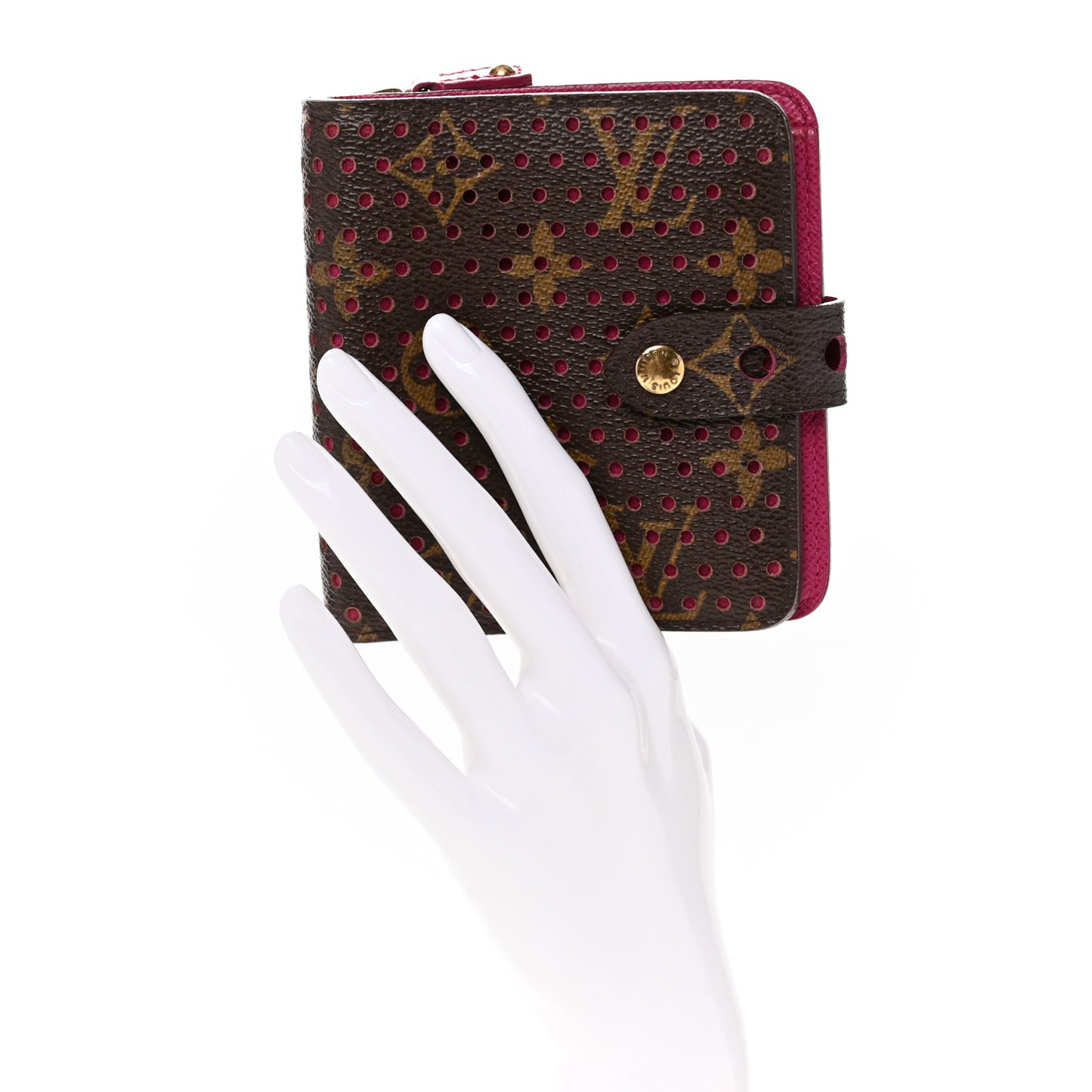 Monogram Perforated Compact Zipped Wallet Fuchsia