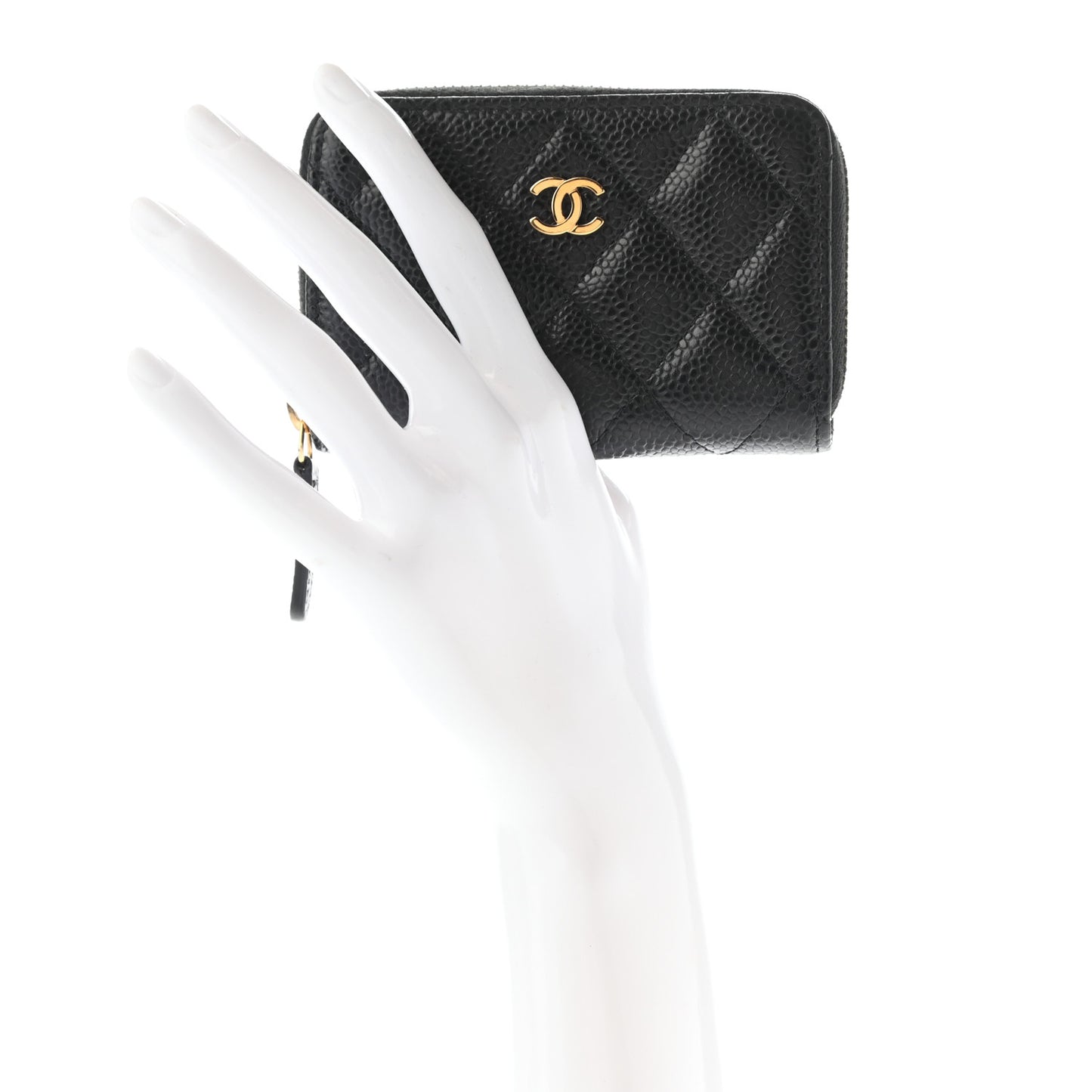 Caviar Quilted Zip Coin Purse Black