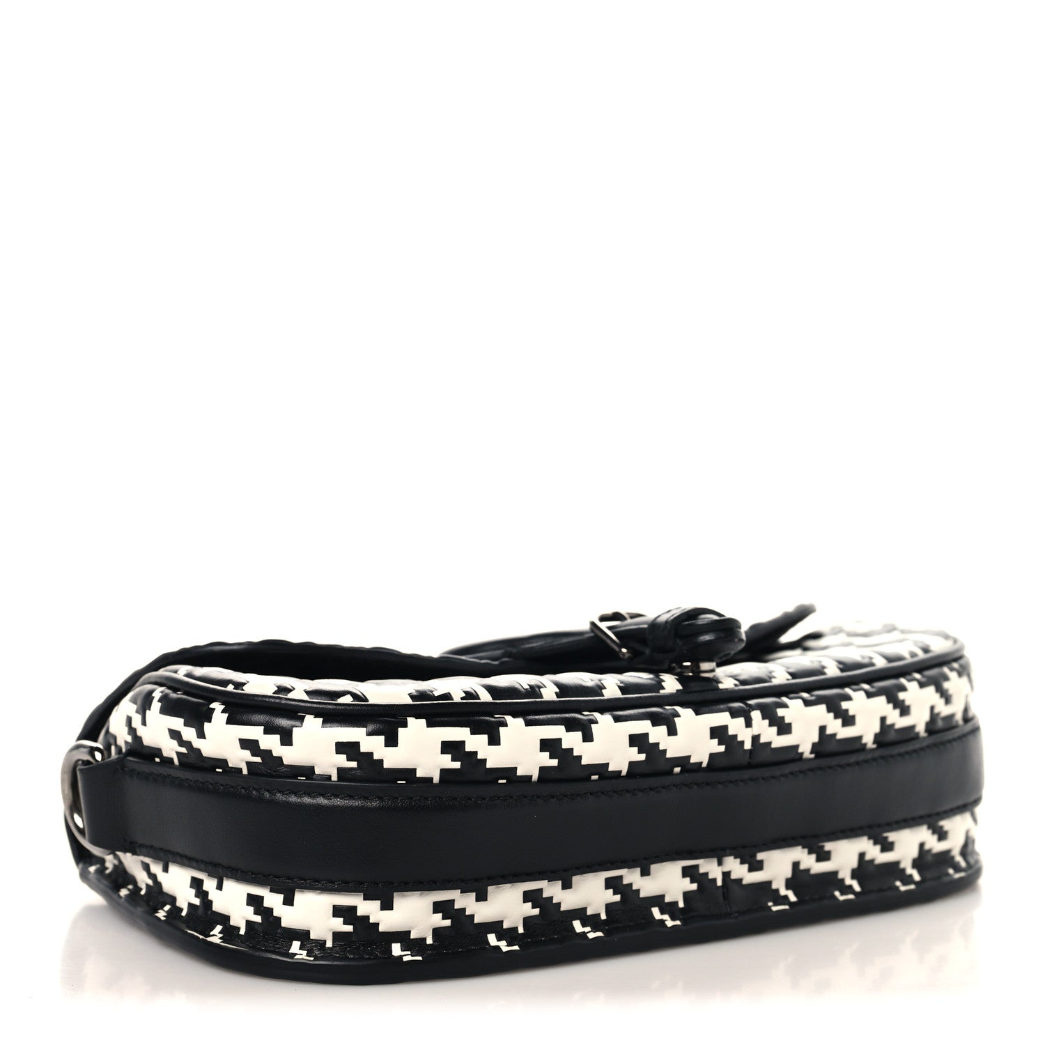Christian Dior Box Calfskin Houndstooth Quilted East West Bobby Bag Black White 3 of 8