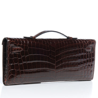 Hermes Niloticus Crocodile Kelly Cut Pochette Havane 3 of 9