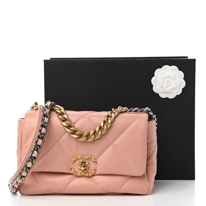 Chanel Goatskin Quilted Medium Chanel 19 Flap Light Pink 11 of 11